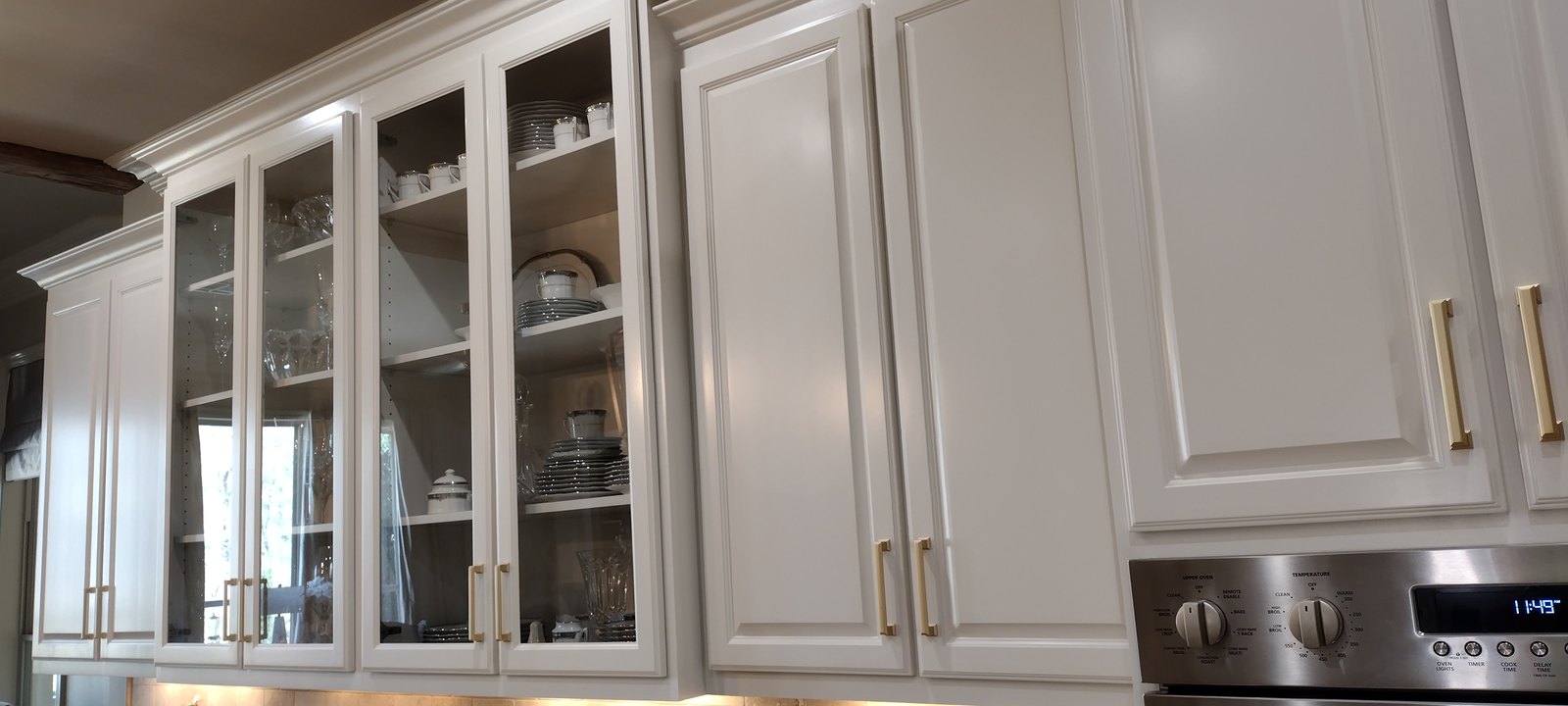 Refinished glass-front display cabinetry